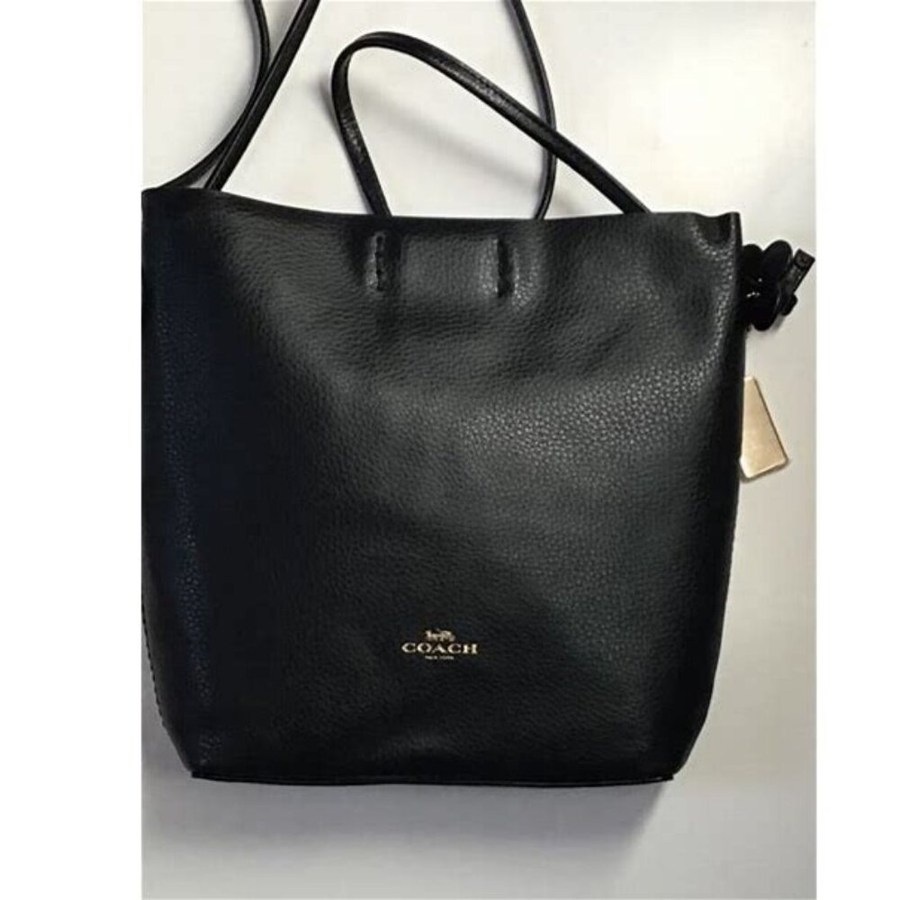 Like New Coach Derby Black Leather Flowered Crossbody Bag Purse